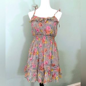Estam Gray Floral Ruffled Sundress